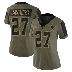 Women's Miles Sanders Dallas Cowboys No.27 Limited 2021 Salute To Service Jersey - Olive