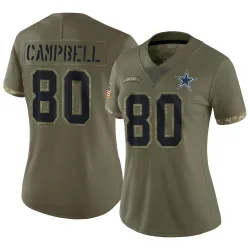 Women's Parris Campbell Dallas Cowboys No.80 Limited 2022 Salute To Service Jersey - Olive