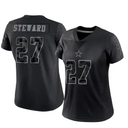 Women's Reddy Steward Dallas Cowboys No.27 Limited Reflective Jersey - Black