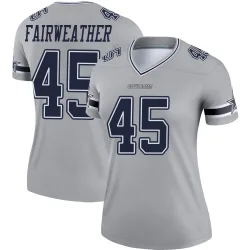 Women's Rivaldo Fairweather Dallas Cowboys No.45 Legend Inverted Jersey - Gray