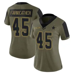 Women's Rivaldo Fairweather Dallas Cowboys No.45 Limited 2021 Salute To Service Jersey - Olive
