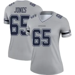 Women's Robert Jones Dallas Cowboys No.65 Legend Inverted Jersey - Gray