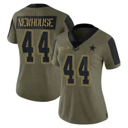 Women's Robert Newhouse Dallas Cowboys No.44 Limited 2021 Salute To Service Jersey - Olive