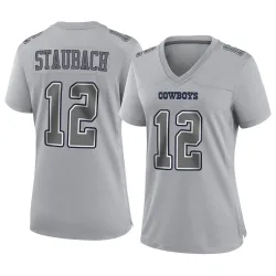 Women's Roger Staubach Dallas Cowboys No.12 Game Atmosphere Fashion Jersey - Gray
