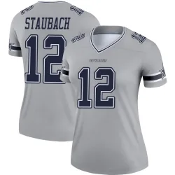 Women's Roger Staubach Dallas Cowboys No.12 Legend Inverted Jersey - Gray
