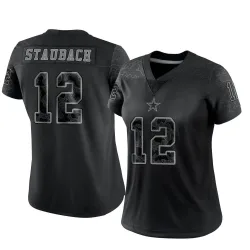 Women's Roger Staubach Dallas Cowboys No.12 Limited Reflective Jersey - Black