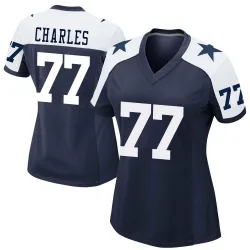 Women's Saahdiq Charles Dallas Cowboys No.77 Game Alternate Jersey - Navy