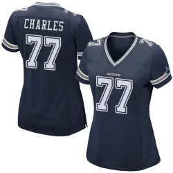 Women's Saahdiq Charles Dallas Cowboys No.77 Game Team Color Jersey - Navy