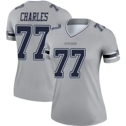 Women's Saahdiq Charles Dallas Cowboys No.77 Legend Inverted Jersey - Gray