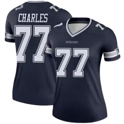 Women's Saahdiq Charles Dallas Cowboys No.77 Legend Jersey - Navy