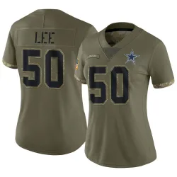 Women's Sean Lee Dallas Cowboys No.50 Limited 2022 Salute To Service Jersey - Olive