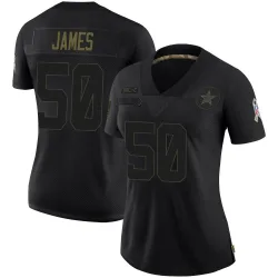 Women's Shemar James Dallas Cowboys No.50 Limited 2020 Salute To Service Jersey - Black