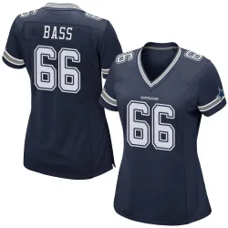 Women's T.J. Bass Dallas Cowboys No.66 Game Team Color Jersey - Navy