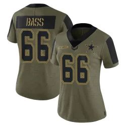 Women's T.J. Bass Dallas Cowboys No.66 Limited 2021 Salute To Service Jersey - Olive