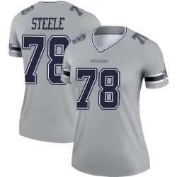 Women's Terence Steele Dallas Cowboys No.78 Legend Inverted Jersey - Gray