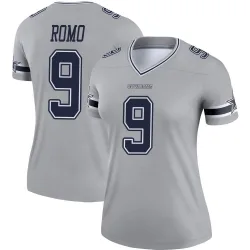 Women's Tony Romo Dallas Cowboys No.9 Legend Inverted Jersey - Gray