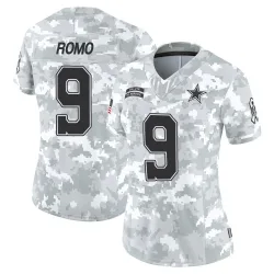Women's Tony Romo Dallas Cowboys No.9 Limited 2024 Salute to Service Jersey - Arctic Camo