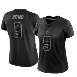 Women's Tony Romo Dallas Cowboys No.9 Limited Reflective Jersey - Black
