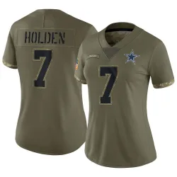 Women's Traeshon Holden Dallas Cowboys No.7 Limited 2022 Salute To Service Jersey - Olive