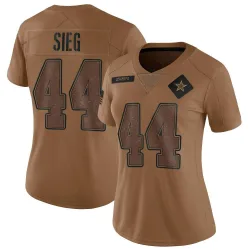 Women's Trent Sieg Dallas Cowboys No.44 Limited 2023 Salute To Service Jersey - Brown