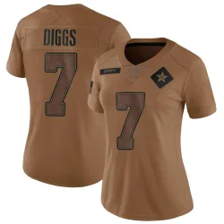 Women's Trevon Diggs Dallas Cowboys No.7 Limited 2023 Salute To Service Jersey - Brown