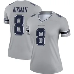 Women's Troy Aikman Dallas Cowboys No.8 Legend Inverted Jersey - Gray