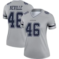 Women's Tyler Neville Dallas Cowboys No.46 Legend Inverted Jersey - Gray