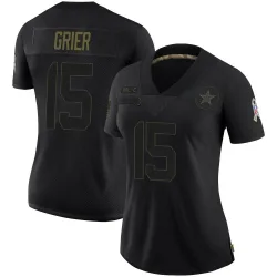 Women's Will Grier Dallas Cowboys No.15 Limited 2020 Salute To Service Jersey - Black