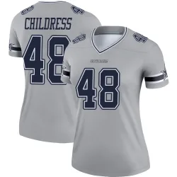 Women's Zion Childress Dallas Cowboys No.48 Legend Inverted Jersey - Gray