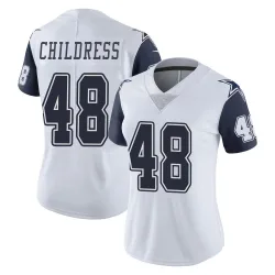 Women's Zion Childress Dallas Cowboys No.48 Limited Color Rush Vapor Untouchable Jersey - White