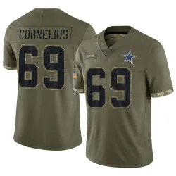 Youth Ajani Cornelius Dallas Cowboys No.69 Limited 2022 Salute To Service Jersey - Olive