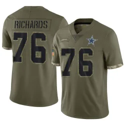 Youth Asim Richards Dallas Cowboys No.76 Limited 2022 Salute To Service Jersey - Olive