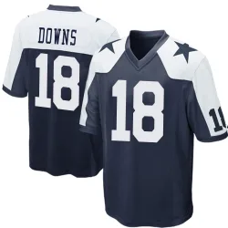 Youth Caleb Downs Dallas Cowboys No.18 Game Throwback Jersey - Navy Blue