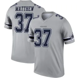 Youth Christian Matthew Dallas Cowboys No.37 Legend Inverted Jersey - Gray