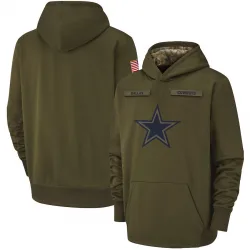 Youth Dallas Cowboys No. 2018 Salute to Service Therma Performance Pullover Hoodie - Olive