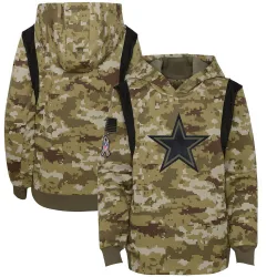 Youth Dallas Cowboys No. 2021 Salute to Service Therma Performance Pullover Hoodie - Olive