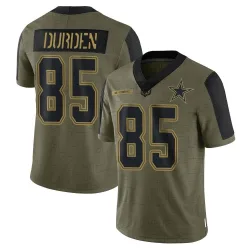 Youth David Durden Dallas Cowboys No.85 Limited 2021 Salute To Service Jersey - Olive