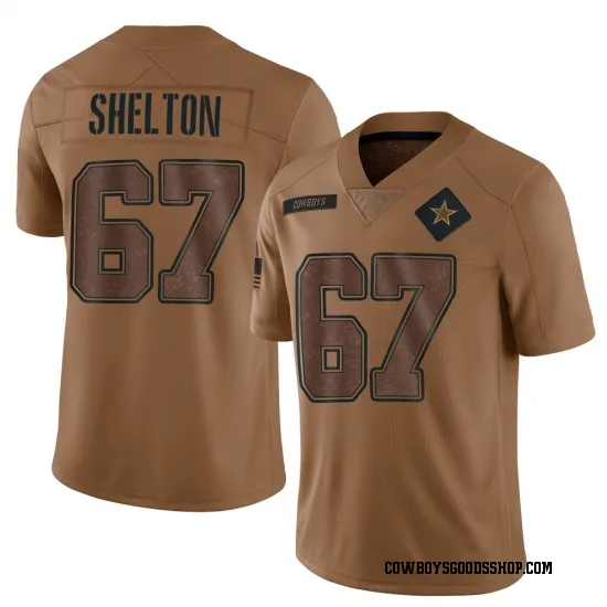 Youth Drew Shelton Dallas Cowboys No.67 Limited 2023 Salute To Service Jersey - Brown