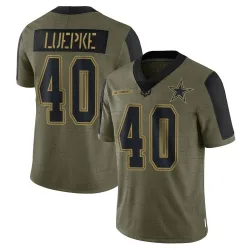 Youth Hunter Luepke Dallas Cowboys No.40 Limited 2021 Salute To Service Jersey - Olive
