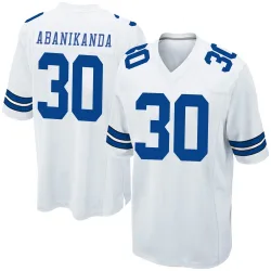 Youth Israel Abanikanda Dallas Cowboys No.30 Game Jersey - White