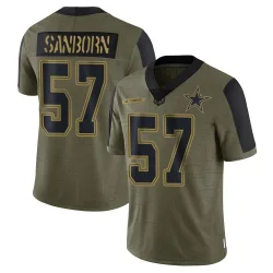 Youth Jack Sanborn Dallas Cowboys No.57 Limited 2021 Salute To Service Jersey - Olive