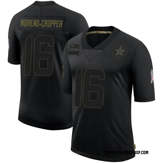 Youth Jalen Moreno-Cropper Dallas Cowboys No.16 Limited 2020 Salute To Service Jersey - Black