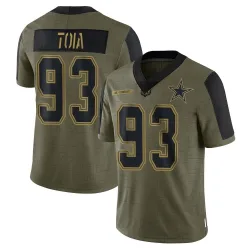Youth Jay Toia Dallas Cowboys No.93 Limited 2021 Salute To Service Jersey - Olive
