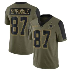 Youth Jeremy Sprinkle Dallas Cowboys No.87 Limited 2021 Salute To Service Jersey - Olive