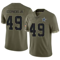 Youth John Stephens Jr. Dallas Cowboys No.49 Limited 2022 Salute To Service Jersey - Olive