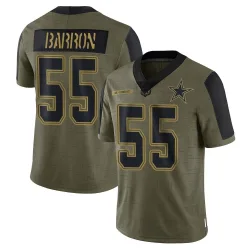 Youth Justin Barron Dallas Cowboys No.55 Limited 2021 Salute To Service Jersey - Olive