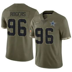 Youth Justin Rogers Dallas Cowboys No.96 Limited 2022 Salute To Service Jersey - Olive