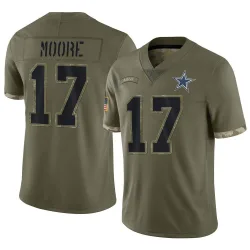 Youth Kellen Moore Dallas Cowboys No.17 Limited 2022 Salute To Service Jersey - Olive