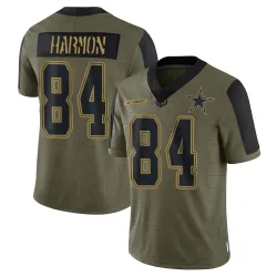 Youth Kelvin Harmon Dallas Cowboys No.84 Limited 2021 Salute To Service Jersey - Olive
