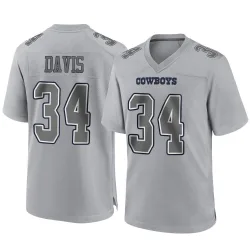 Youth Malik Davis Dallas Cowboys No.34 Game Atmosphere Fashion Jersey - Gray
